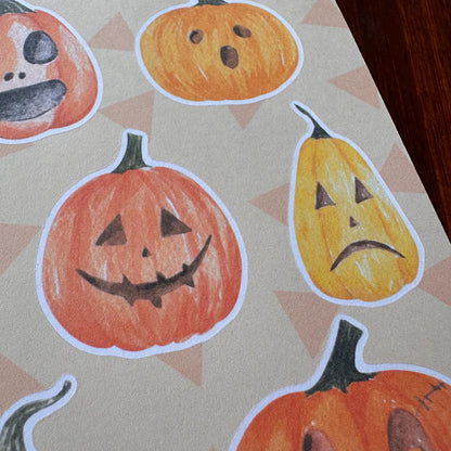 Pumpkin Halloween Sticker Sheet – 14 Stickers | Matte Kiss Cut | Lantern Light - Secret Spellbook