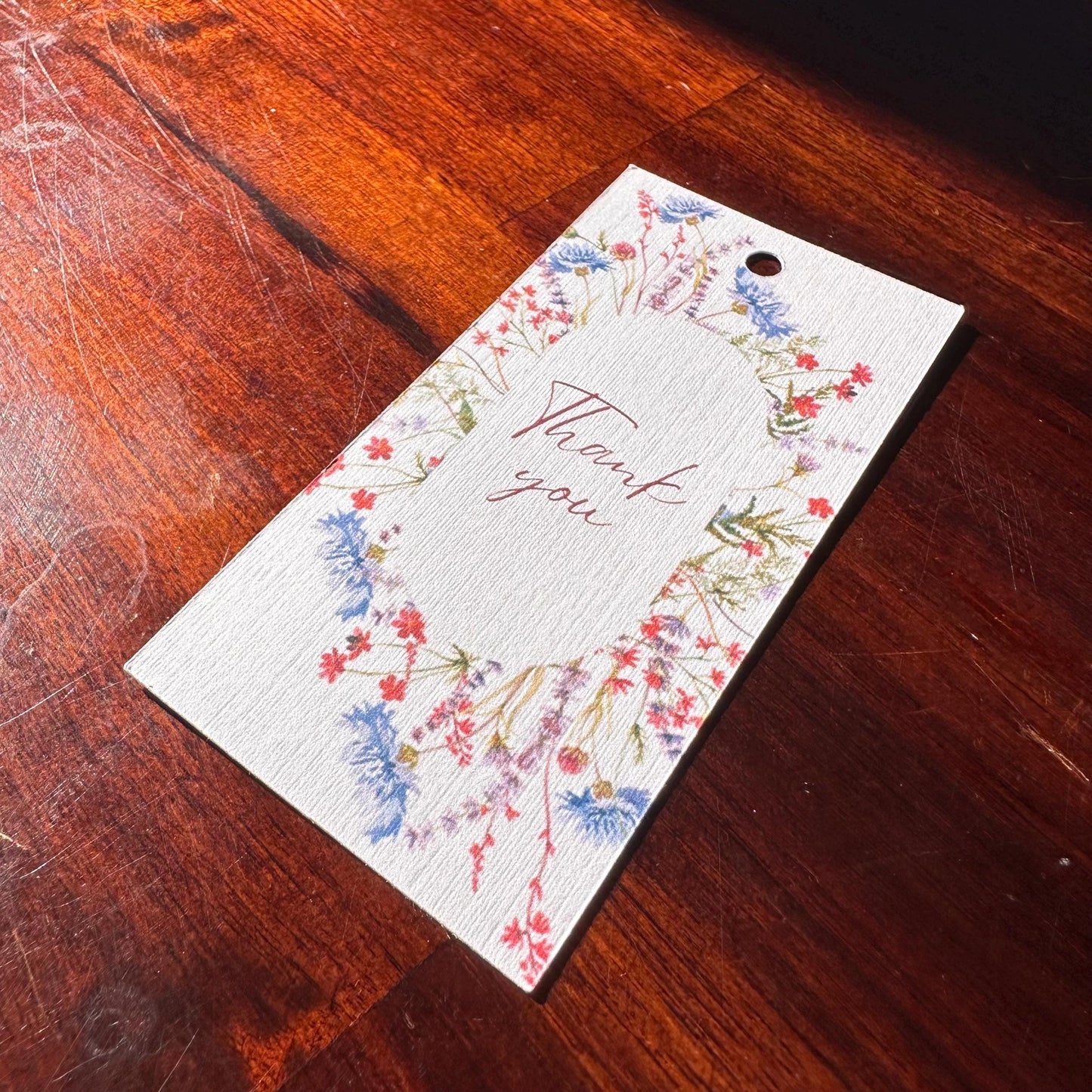 Thank You Gift Tags – Set of 6 Wildflower Tags with Cotton String | Cardstock