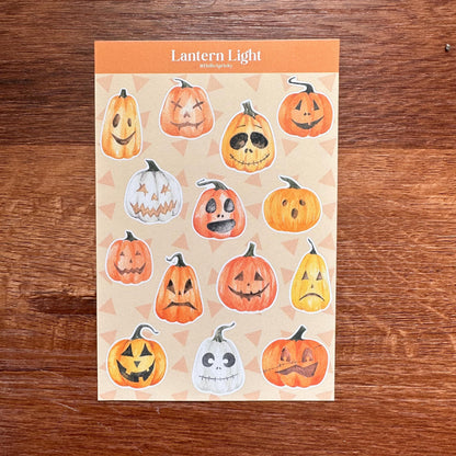 Pumpkin Mini Halloween Sticker Sheet – 14 Stickers | 4x6 | Lantern Light - Secret Spellbook