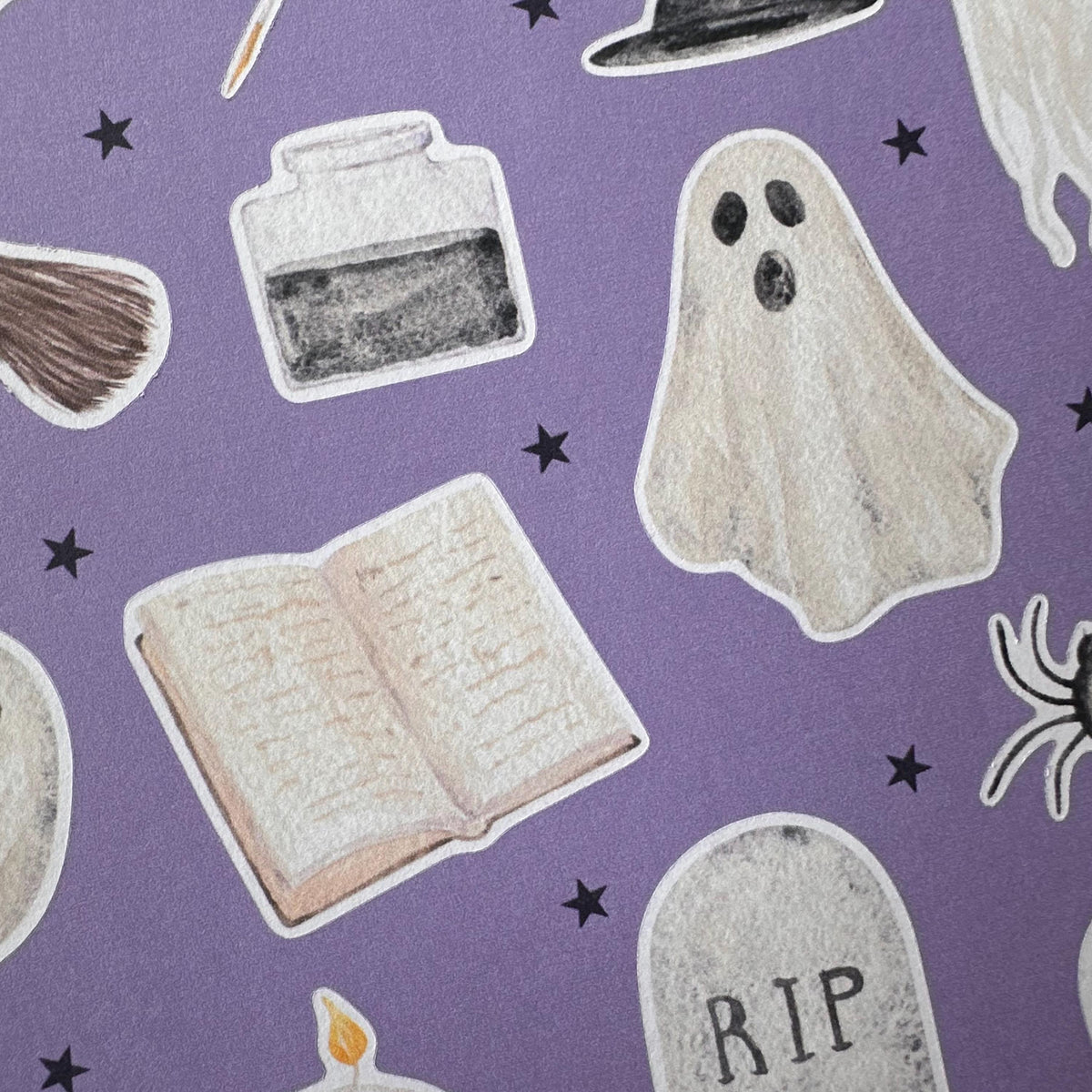 Ghosts Halloween Sticker Sheet – 19 Stickers | Friendly Spirits - Secret Spellbook