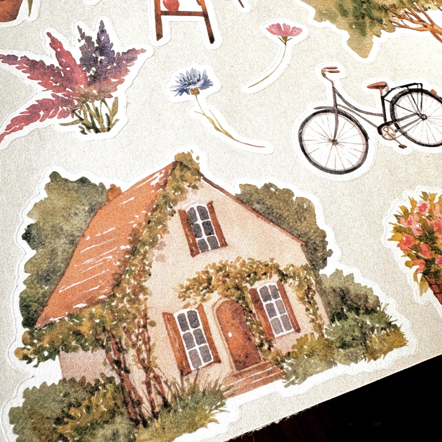 Secret Garden Sticker Sheet – Watercolour Journal & Planner Stickers | Birdcage & Wisteria | Matte Kiss Cut