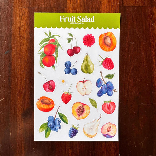 Fruit Salad Sticker Sheet – 20 Watercolour Fruit Stickers | Glossy Kiss Cut | Kitchen Garden