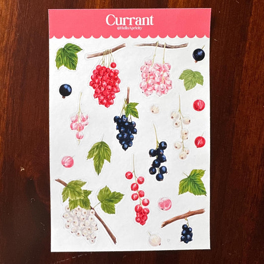 Currant Sticker Sheet – 20 Watercolour Fruit Stickers | Glossy Kiss Cut | Kitchen Garden