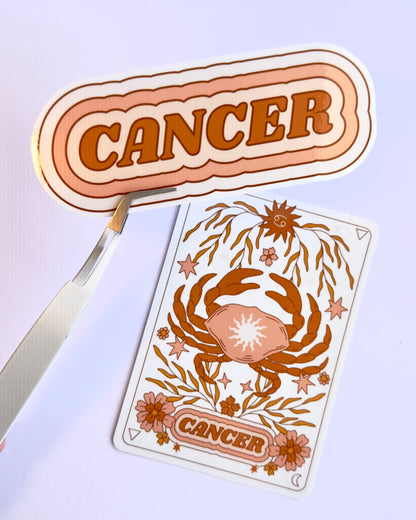 Cancer Zodiac Sticker Bundle - Peach | Star Sign Word & Tarot Card Vinyl Stickers