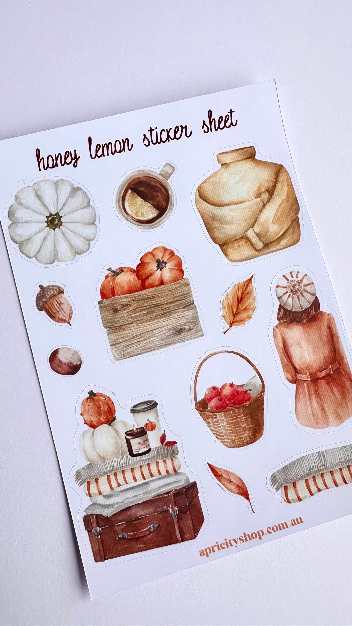 Honey Lemon Sticker Sheet | Cozy Autumn Stickers for Journals & Planners