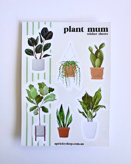 Plant Mum Sticker Sheet & Bookmark Bundle | Indoor plant stickers, houseplant bookmark, journal, planner, scrapbook