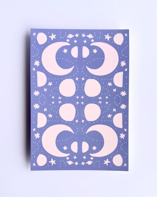 Moon Phases Art Print | Pastel Haze Collection | A6 Print
