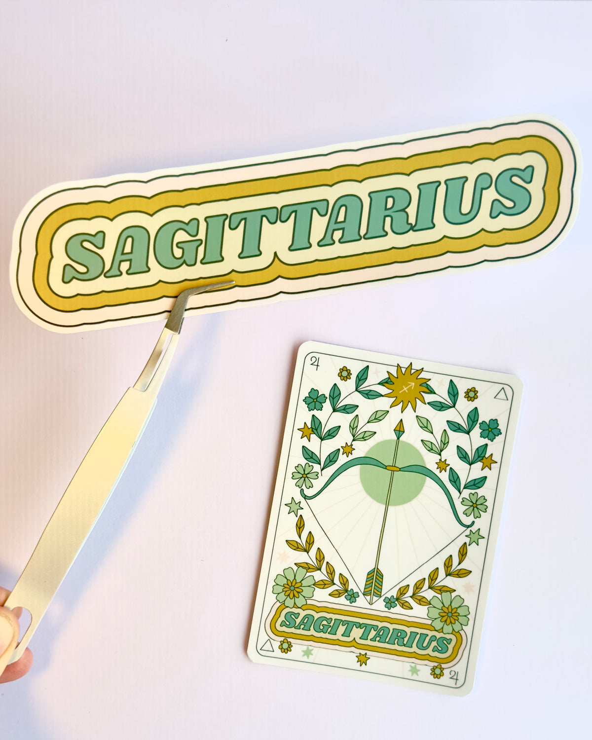 Sagittarius Zodiac Sticker Bundle - Teal | Star Sign Word & Tarot Card Vinyl Stickers