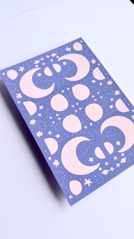Moon Phases Art Print | Pastel Haze Collection | A6 Print