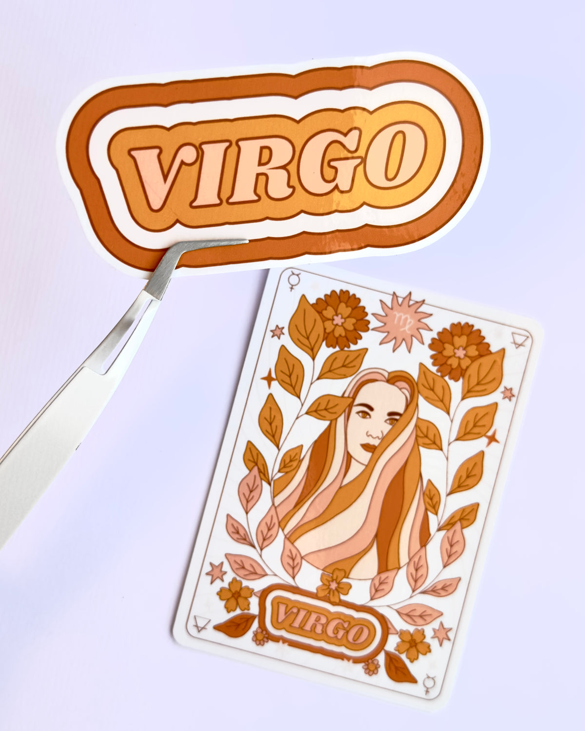 Virgo Zodiac Sticker Bundle - Peach | Star Sign Word & Tarot Card Vinyl Stickers