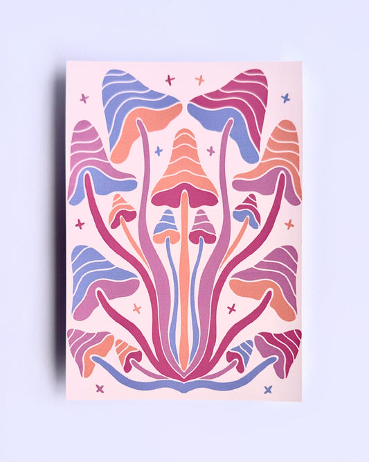 Mushroom Bloom Art Print | Pastel Haze Collection | A6 Print