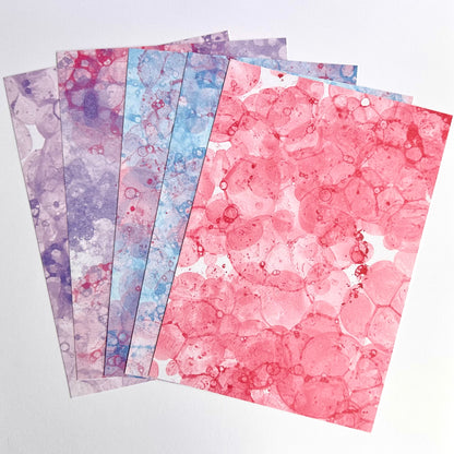Bubble Watercolour Journal Paper Pack | 5 Scrapbook Papers for Journals & Planners