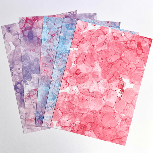 Bubble Watercolour Journal Paper Pack | 5 Scrapbook Papers for Journals & Planners