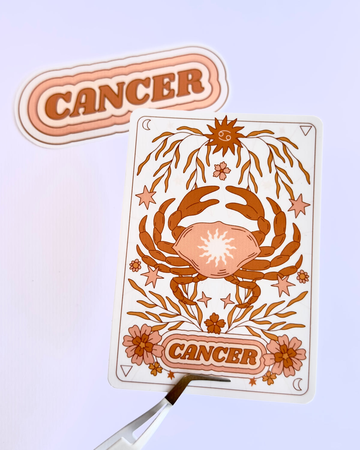 Cancer Zodiac Sticker Bundle - Peach | Star Sign Word & Tarot Card Vinyl Stickers
