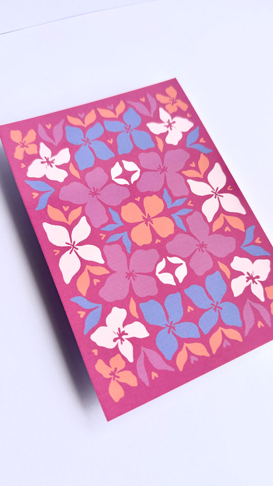 Floral Tile Art Print | Pastel Haze Collection | A6 Print