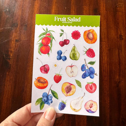 Fruit Salad Sticker Sheet – 20 Watercolour Fruit Stickers | Glossy Kiss Cut | Kitchen Garden