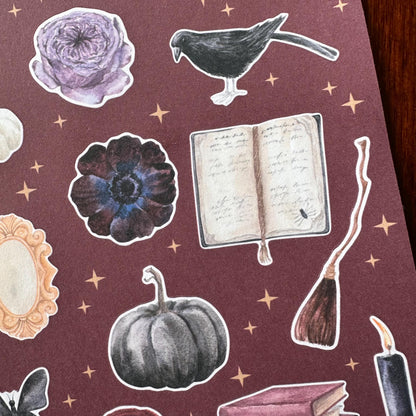 Halloween Sticker Bundle – All 5 Sheets | 92 Spooky Stickers | Secret Spellbook