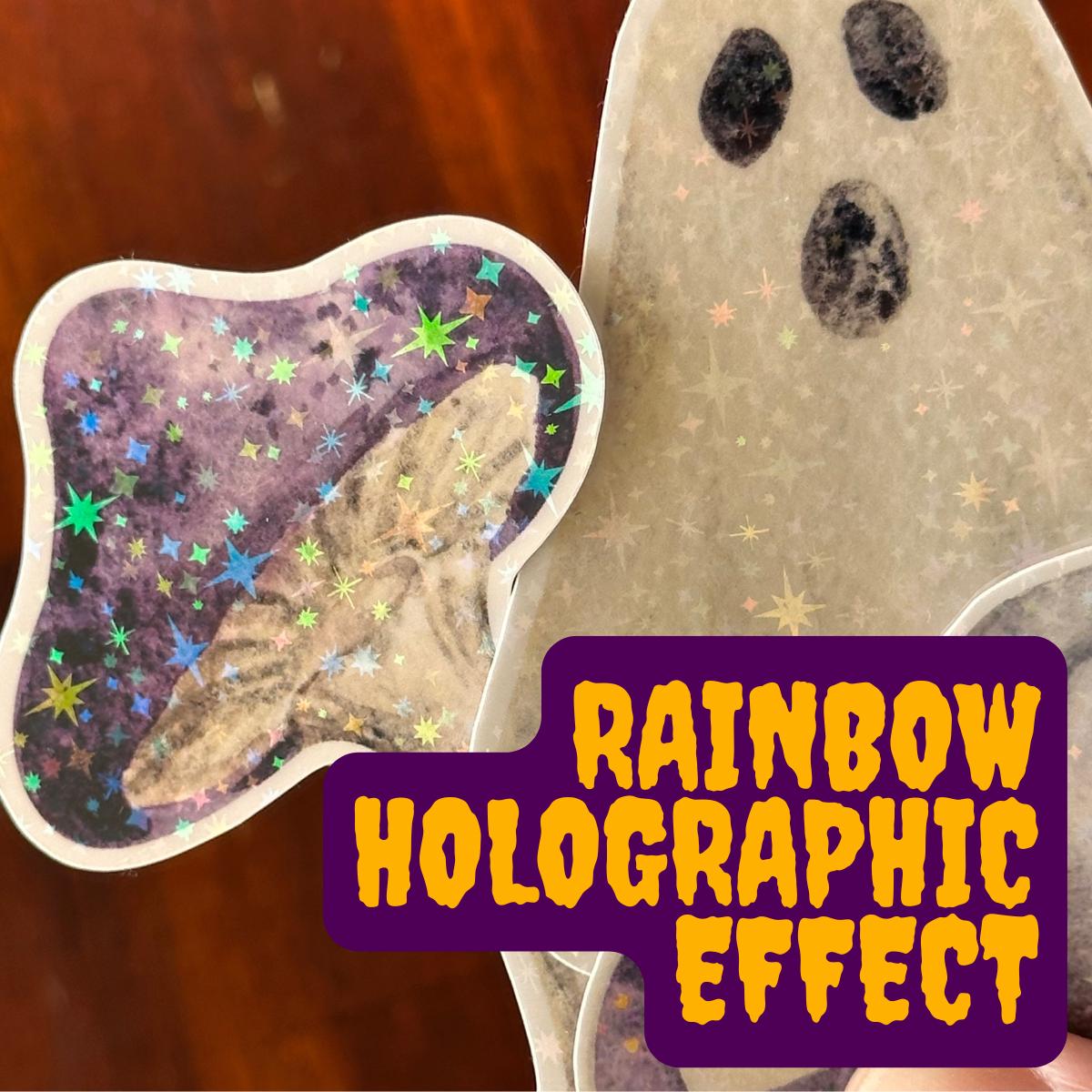 Halloween Holographic Die Cut Stickers – Spooky Cute Pack | Ghost, Pumpkin, Mushroom & Potion | Vinyl