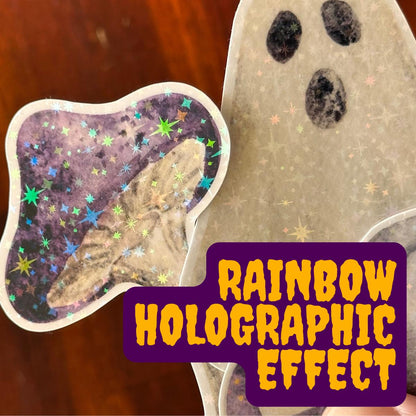 Halloween Holographic Die Cut Stickers – Spooky Cute Pack | Ghost, Pumpkin, Mushroom & Potion | Vinyl