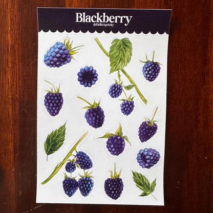 Blackberry Sticker Sheet – 13 Watercolour Fruit Stickers | Glossy Kiss Cut | Kitchen Garden