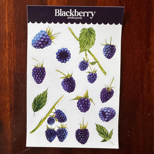 Blackberry Sticker Sheet – 13 Watercolour Fruit Stickers | Glossy Kiss Cut | Kitchen Garden