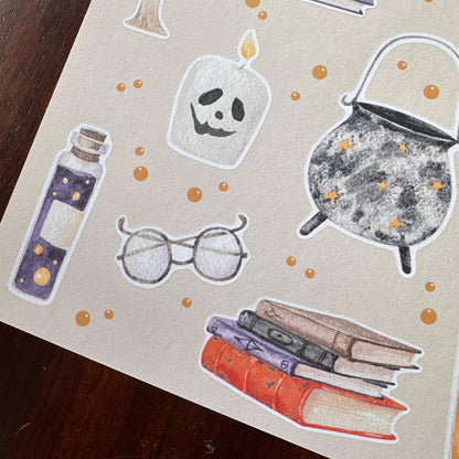 Apothecary Halloween Sticker Sheet – 20 Mushroom & Potion Stickers | Matte Kiss Cut | Ancient Recipe - Secret Spellbook