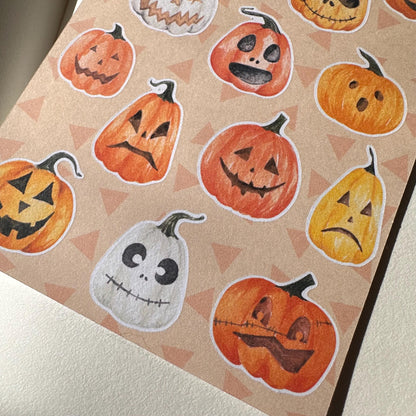 Pumpkin Mini Halloween Sticker Sheet – 14 Stickers | 4x6 | Lantern Light - Secret Spellbook