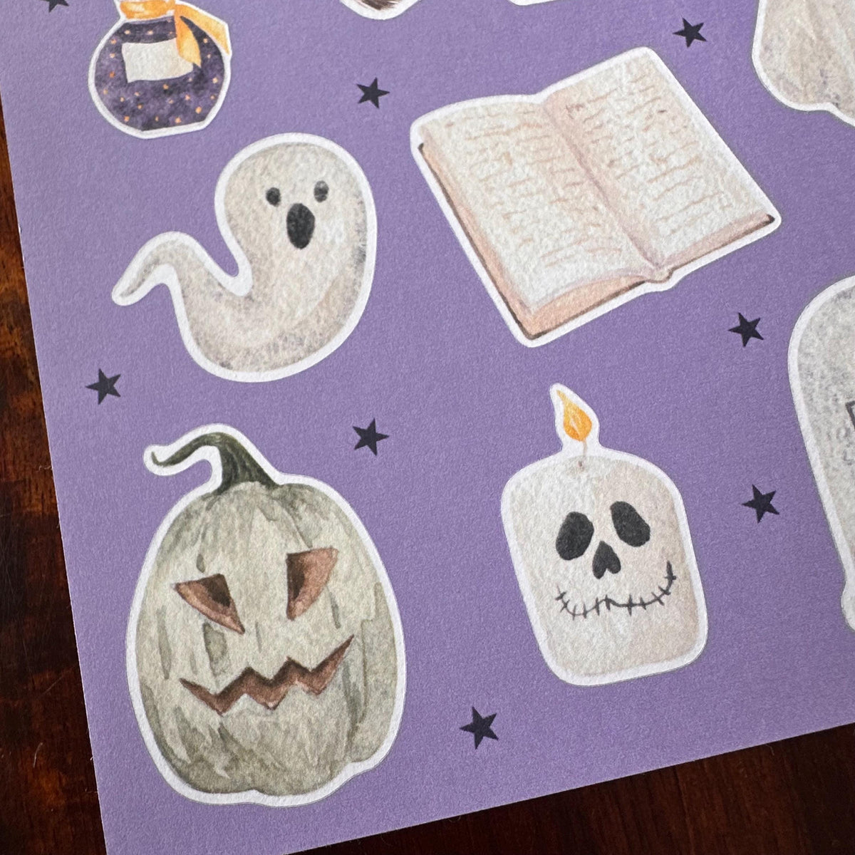 Ghosts Halloween Sticker Sheet – 19 Stickers | Friendly Spirits - Secret Spellbook