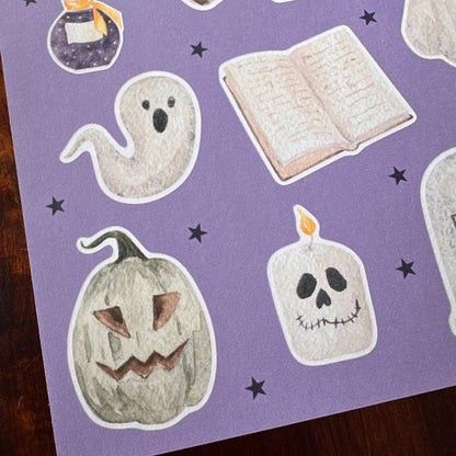 Ghosts Halloween Sticker Sheet – 19 Stickers | Friendly Spirits - Secret Spellbook