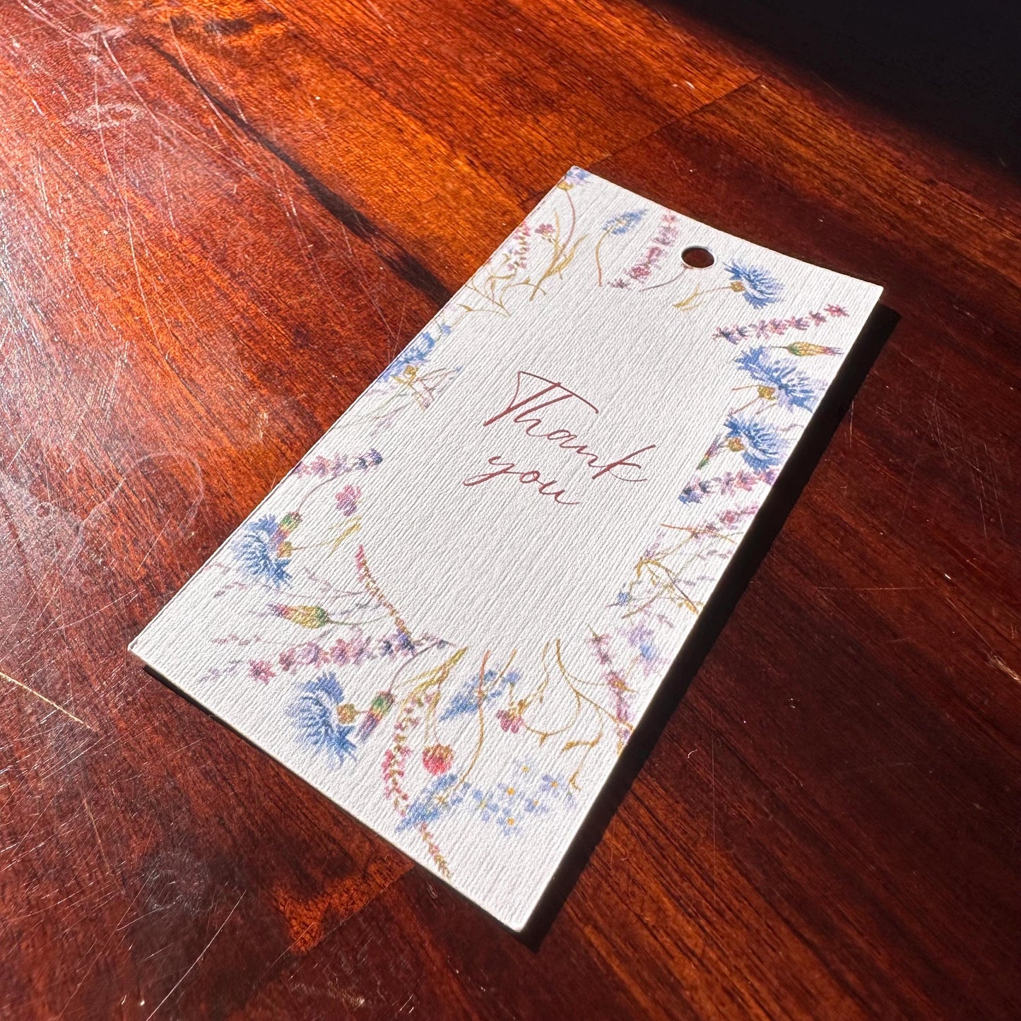 Thank You Gift Tags – Set of 6 Wildflower Tags with Cotton String | Cardstock