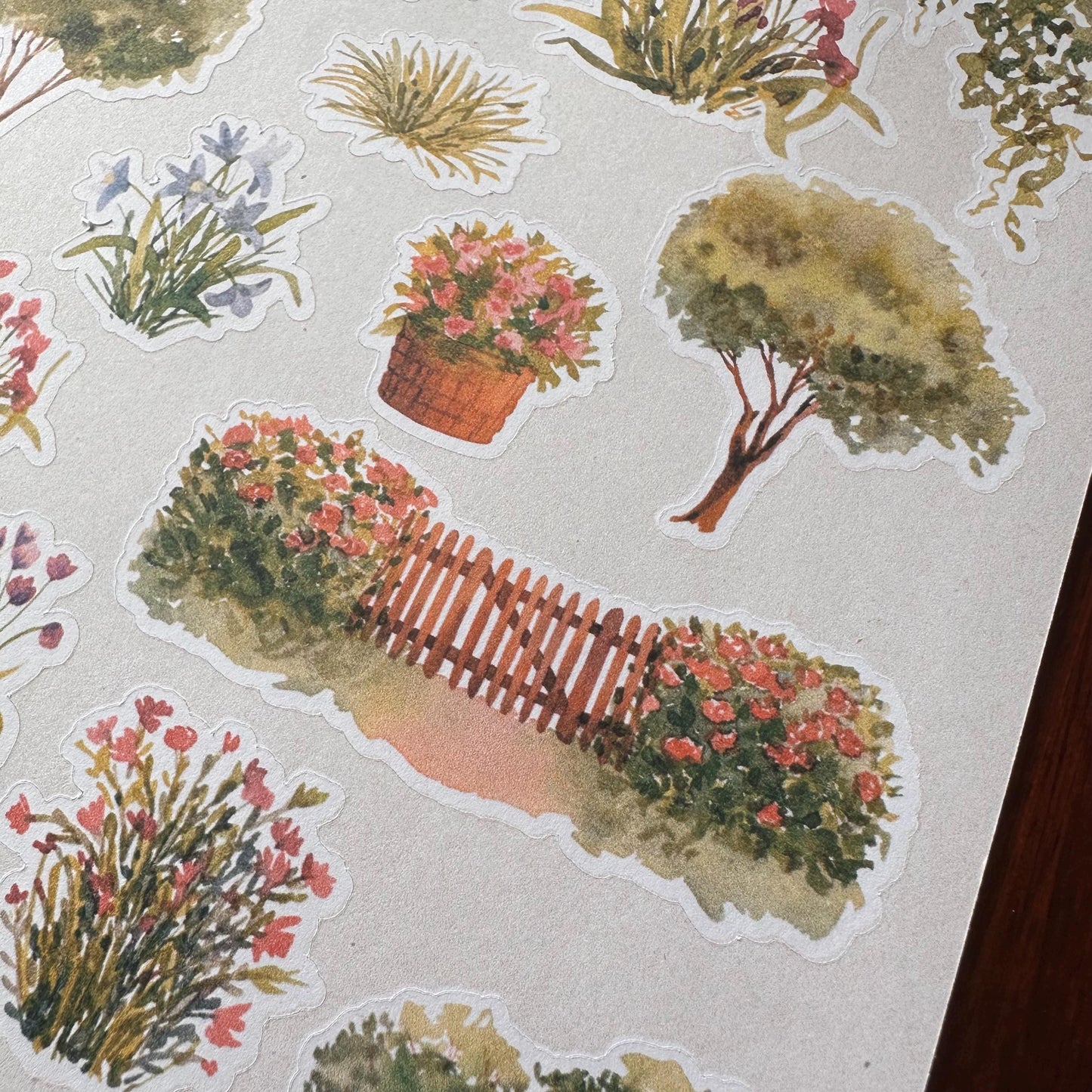 Cottage Garden Sticker Sheet – 17 Watercolour Journal & Planner Stickers | Matte Kiss Cut