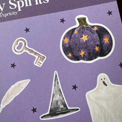 Ghosts Halloween Sticker Sheet – 19 Stickers | Friendly Spirits - Secret Spellbook