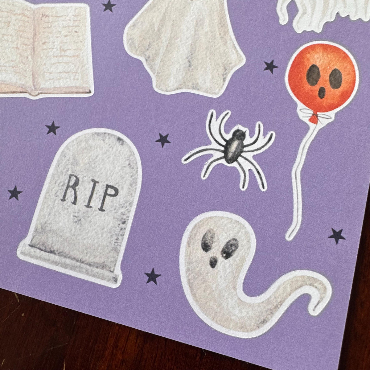 Ghosts Halloween Sticker Sheet – 19 Stickers | Friendly Spirits - Secret Spellbook