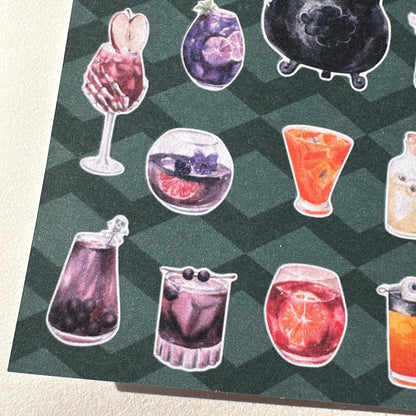 Pick Your Poison Mini Halloween Sticker Sheet – 24 Cocktail Witch Stickers | 4x6 | Secret Spellbook