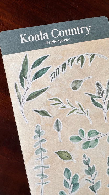 Eucalyptus Sticker Sheets – 26 Australian Native Stickers | Two Sheet Set | Koala Country