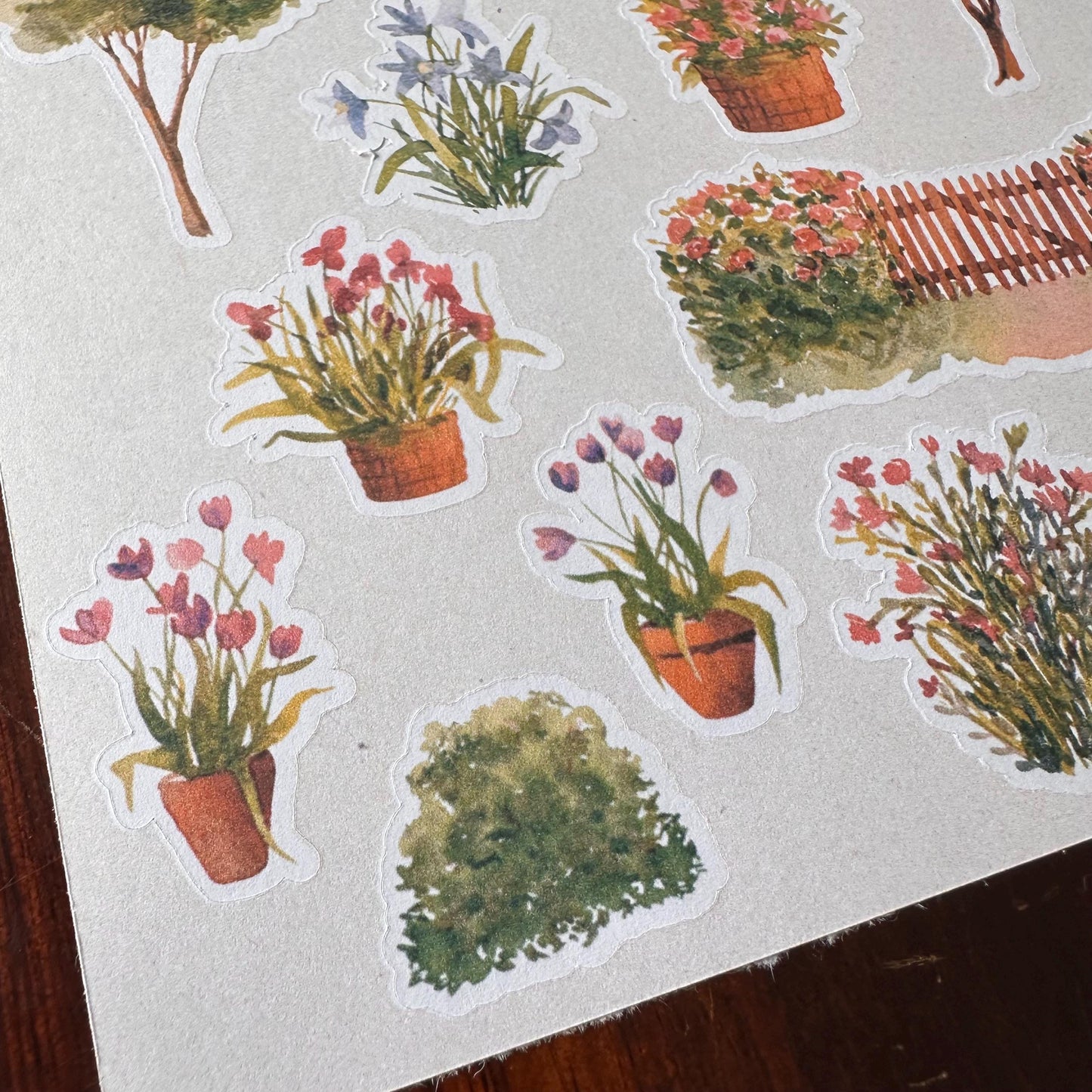 Cottage Garden Sticker Sheet – 17 Watercolour Journal & Planner Stickers | Matte Kiss Cut