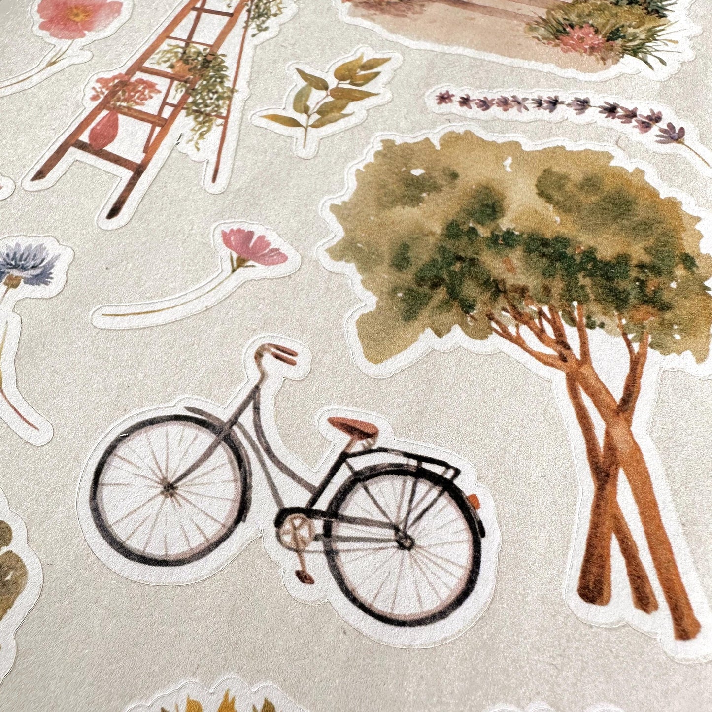 Secret Garden Sticker Sheet – Watercolour Journal & Planner Stickers | Birdcage & Wisteria | Matte Kiss Cut