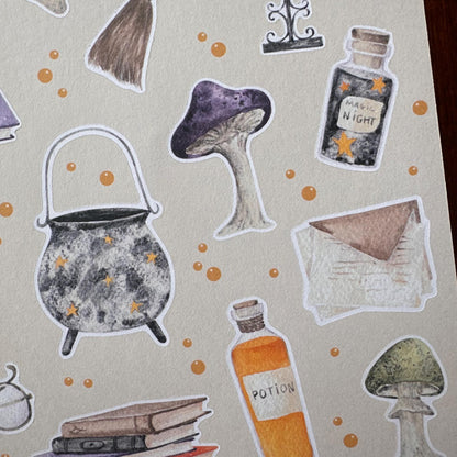 Halloween Sticker Bundle – All 5 Sheets | 92 Spooky Stickers | Secret Spellbook