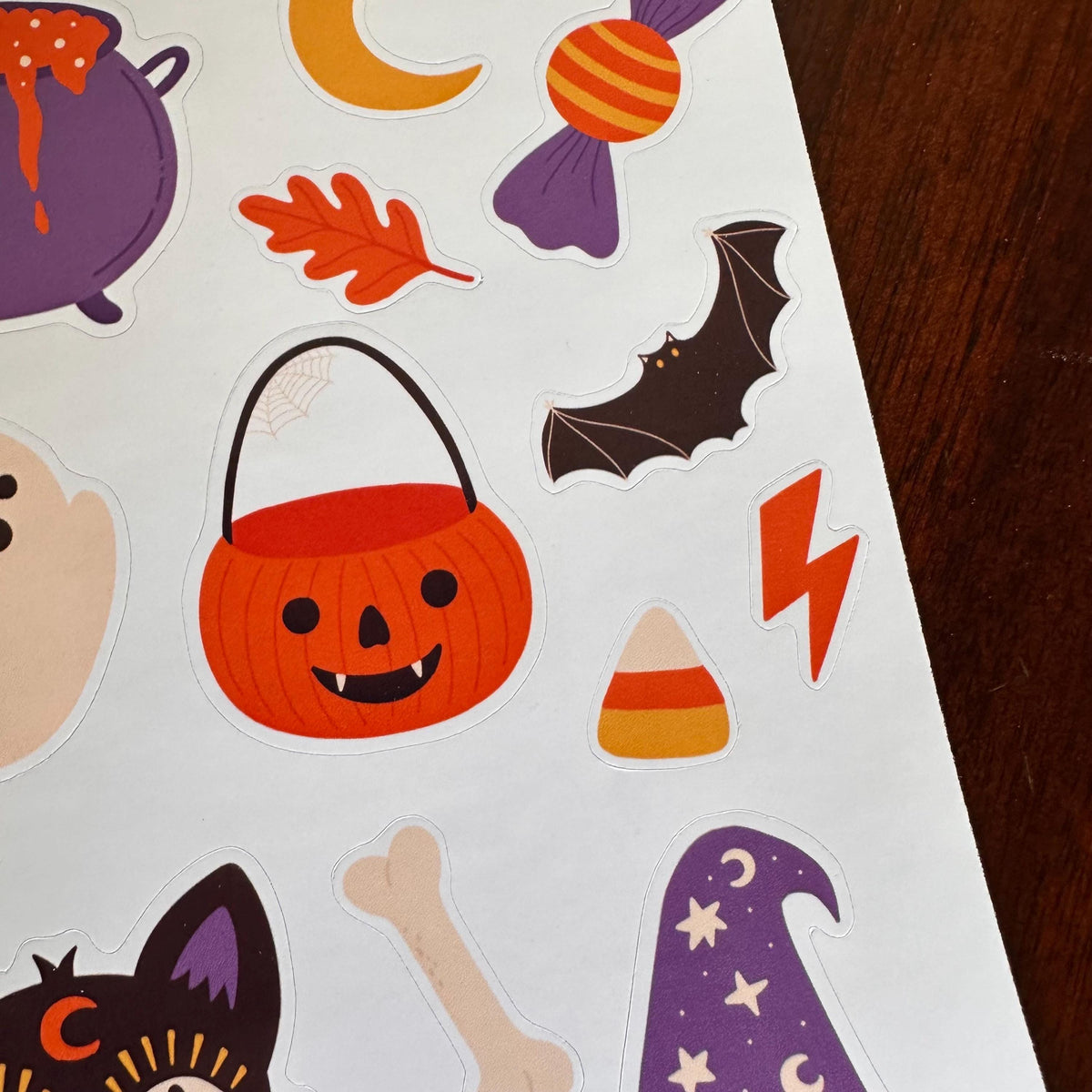 Halloween Sticker Sheet – 12 Black Cat Halloween Stickers | Glossy Kiss Cut | Luna - Familiar Faces