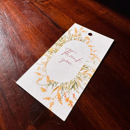 Thank You Gift Tags – Set of 6 Wildflower Tags with Cotton String | Cardstock