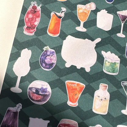 Pick Your Poison Mini Halloween Sticker Sheet – 24 Cocktail Witch Stickers | 4x6 | Secret Spellbook