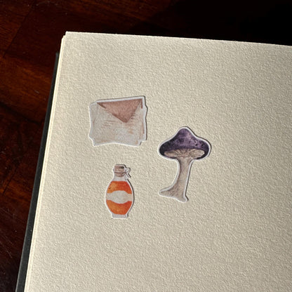Apothecary Mini Halloween Sticker Sheet – 20 Mushroom & Potion Stickers | 4x6 | Ancient Recipe - Secret Spellbook