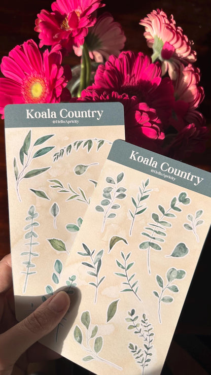 Eucalyptus Sticker Sheets – 26 Australian Native Stickers | Two Sheet Set | Koala Country