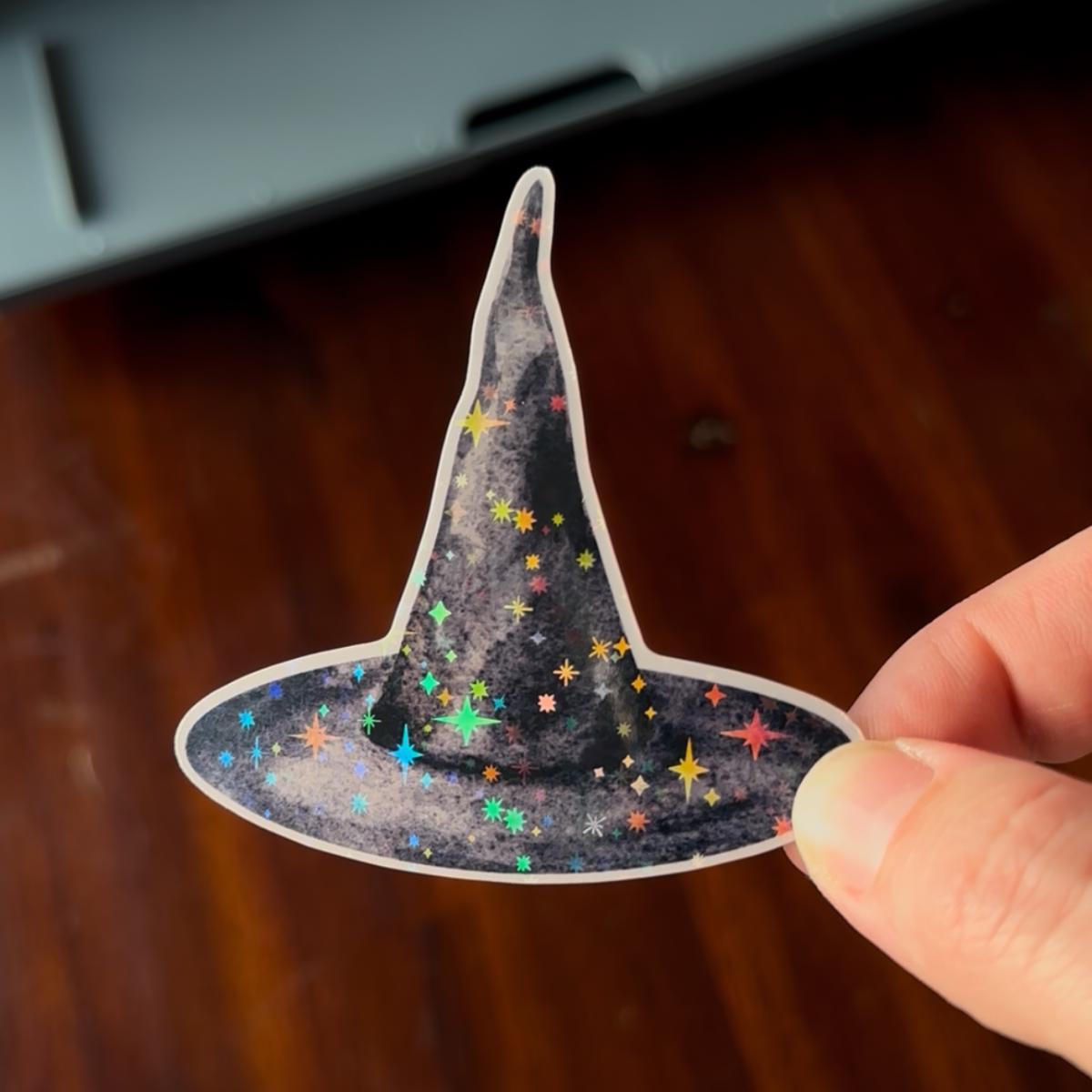 Witchy Holographic Die Cut Stickers – Cauldron, Witch Hat, Crow & Bat | Vinyl Sparkle Pack
