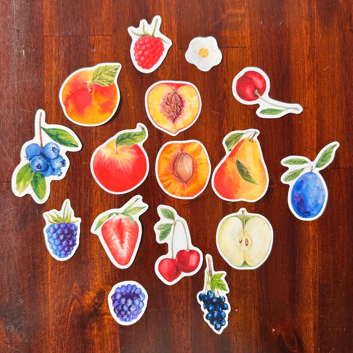 Fruit Die Cut Stickers – 16 Watercolour Vinyl Stickers | Kitchen Garden