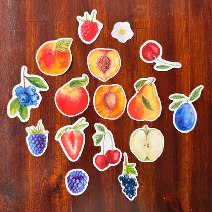 Fruit Die Cut Stickers – 16 Watercolour Vinyl Stickers | Kitchen Garden